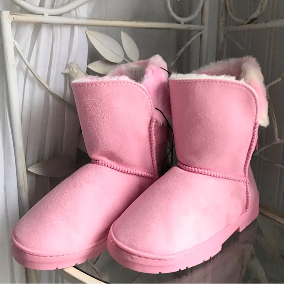Sz 3 “bebe girls” Pink Microsuede Faux Fur Boots - Girls  Little Kid Size 3 - Picture 2 of 6